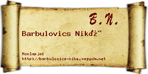 Barbulovics Niké névjegykártya